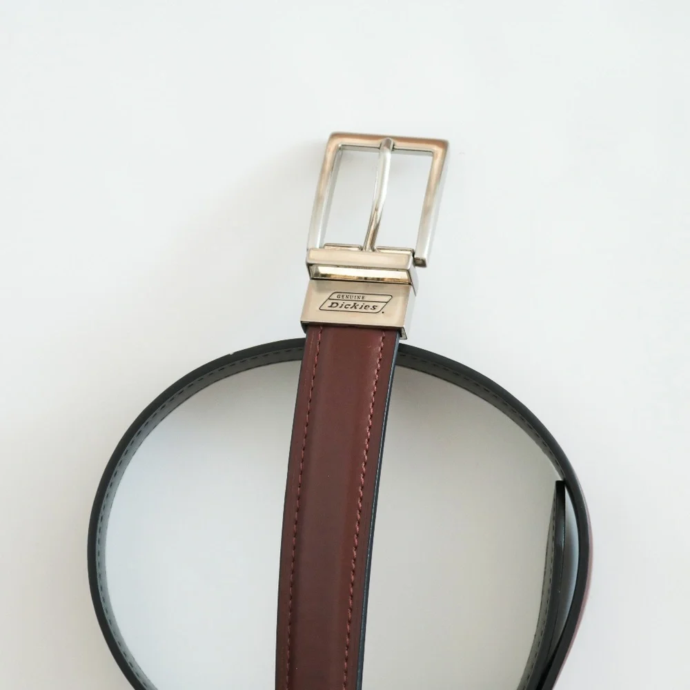 Kids Youth Genuine Dickies Brown Black Faux Leather Reversible Belt Size M